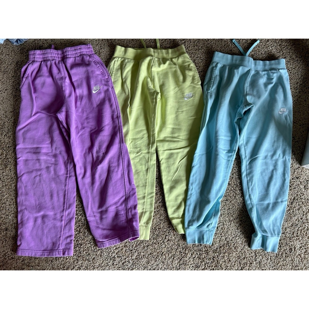 Lot Of 3 Nike Youth Large Sweat Pants Purple Blue Yellow